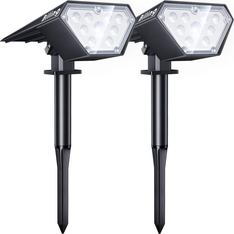 Biling Solar Spot Lights Outdoor, 2-in-1 Solar Landscape Lights 12 LED Bulbs Solar Powered IP67 Waterproof Adjustable Wall Light for Patio Pathway Yard Garden Driveway Pool - Whiteï¼ˆ2packï¼‰ - Image 1